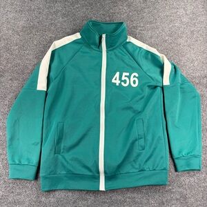 Squid Games #456 Players Track Jacket Full Zip Teal Green Men’s Size Medium